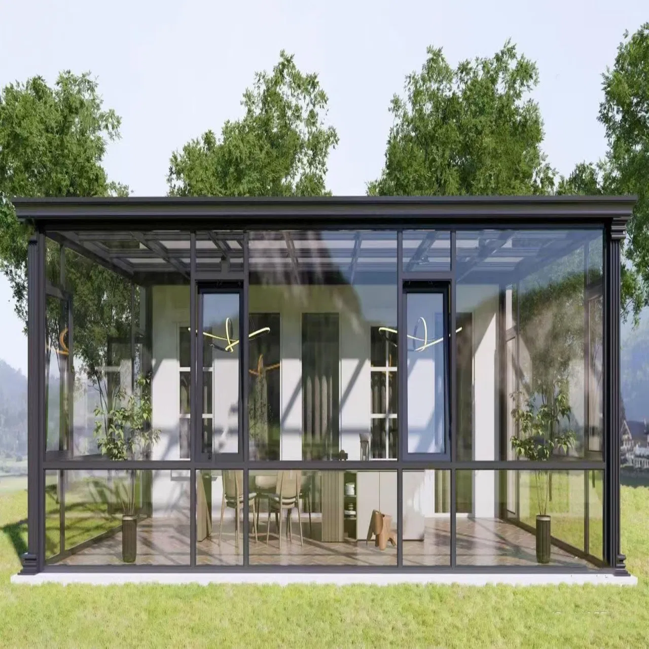 Sichuan China Tempered Win-Star Customized Size Greenhouse Aluminum Glass Sunroom