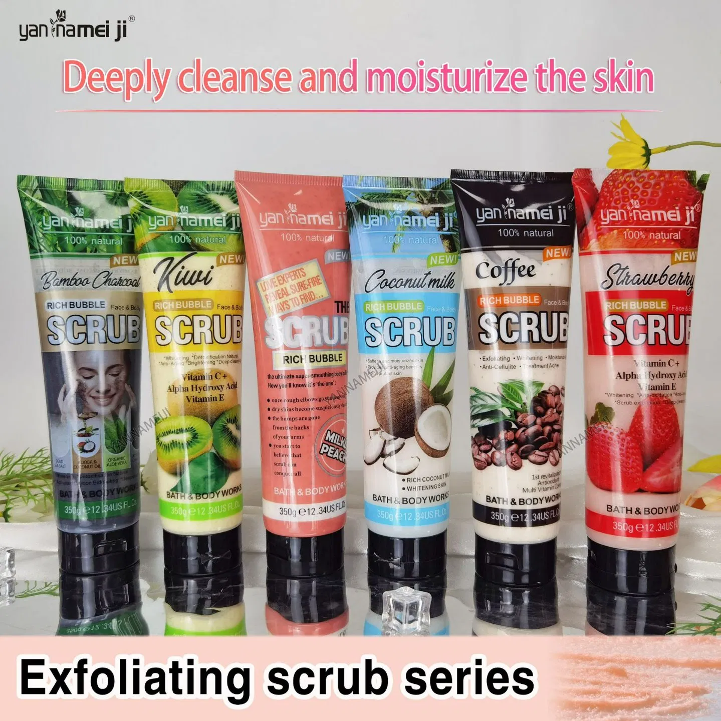 Strawberry Scrub Deep Clean Exfoliating Clean Remove Chicken Skin Bamboo Charcoal Face Body Scrub Bath Salt