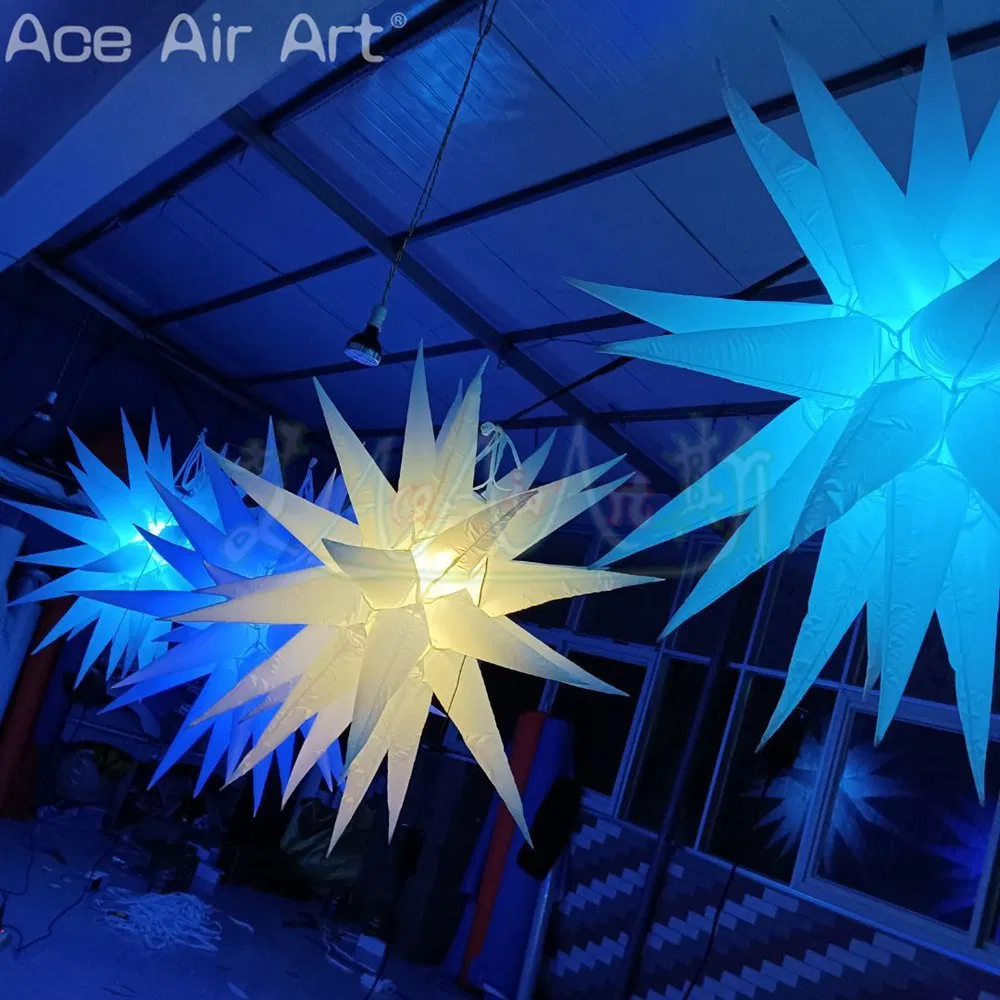 Custom Party Inflatable Star LED Hanging Spiked Balloons with Light for Event Show or Stage Decor