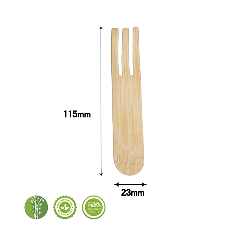Wholesale 115 mm Biodegradable Disposable Cutlery Bamboo Cake Fork