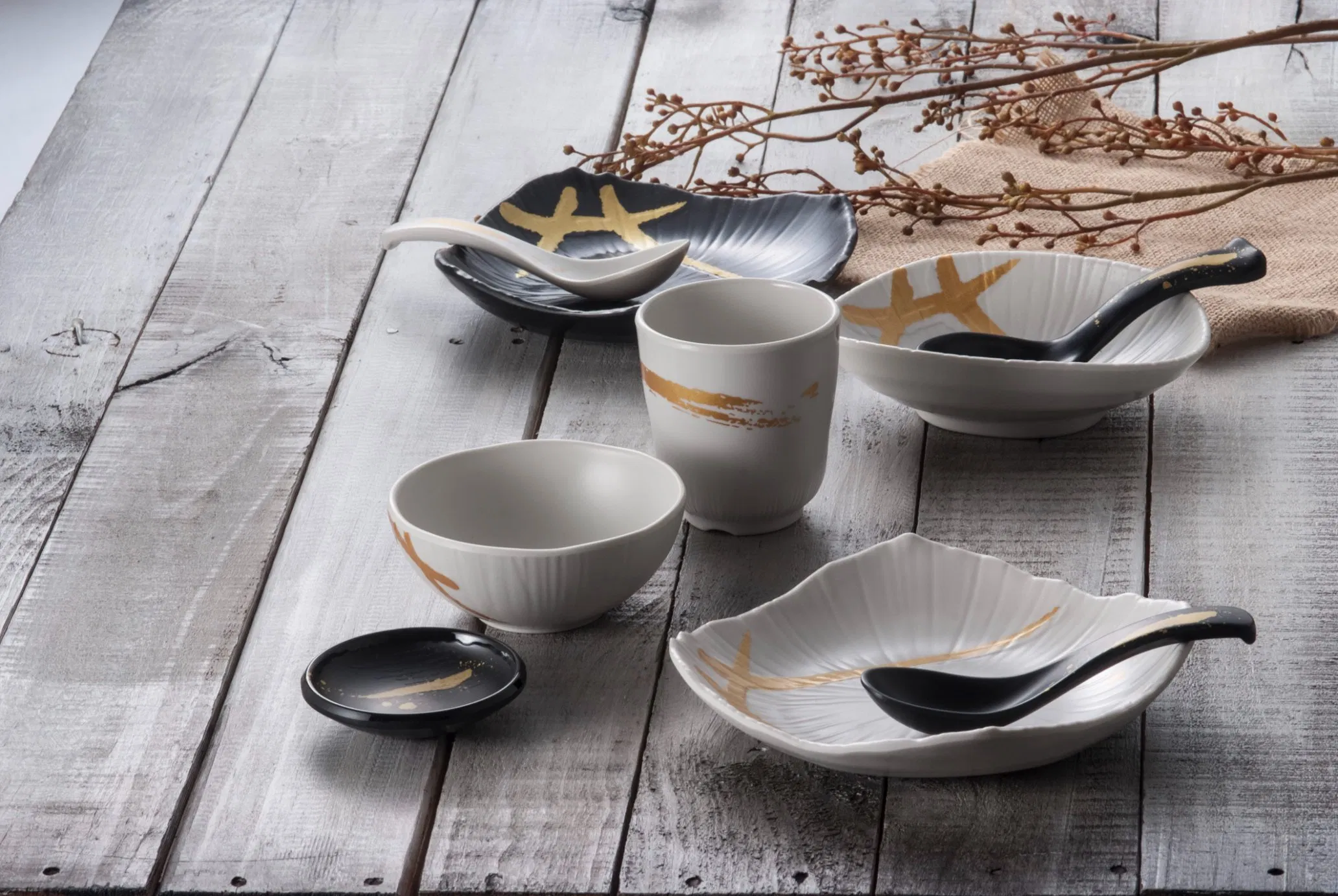 Чашка для чая Melamine Kinpaku White 230 мл