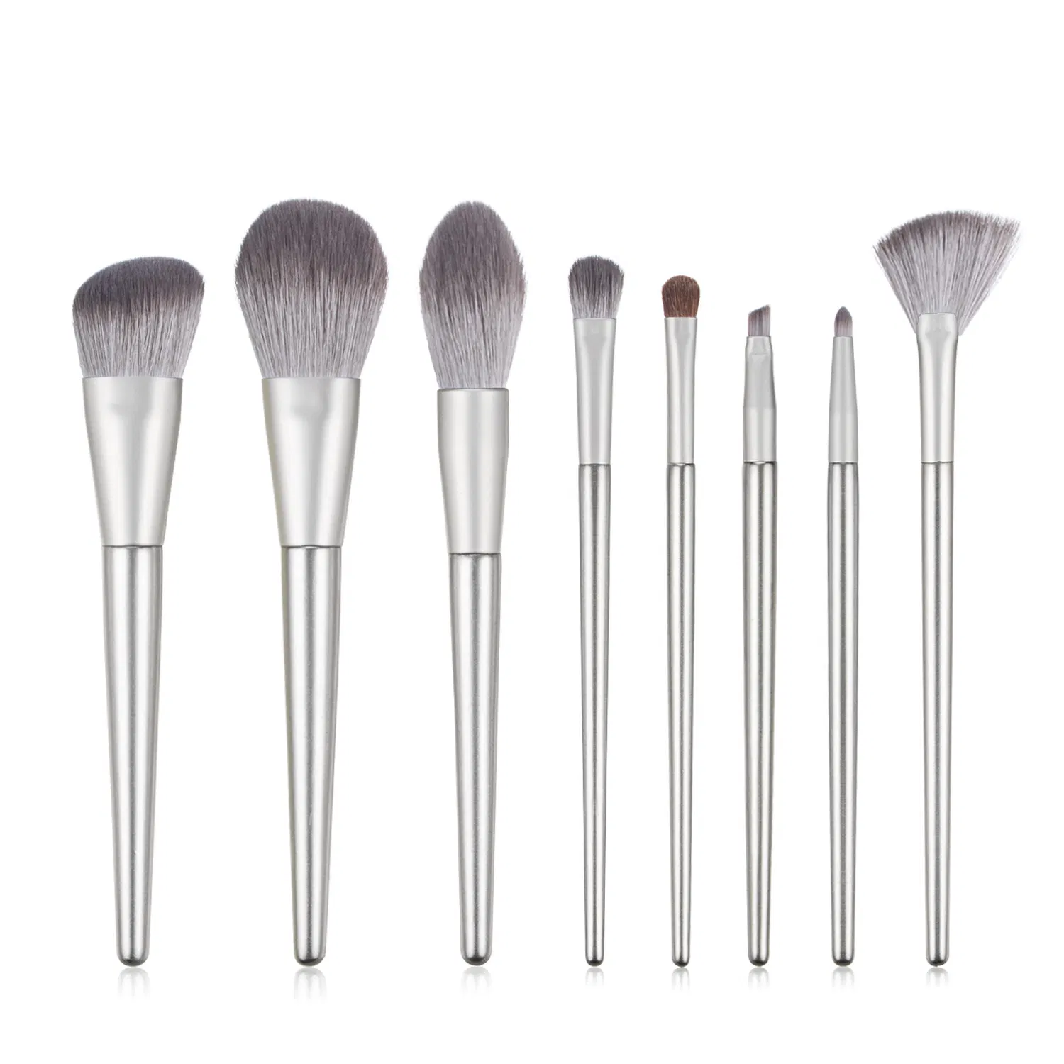 Professional Makeup Brushes Set 8PCS Silvery Wood Handle Cosmetics Tools Powder Contour Foundation Brush