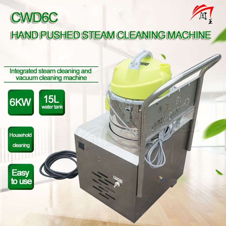 6kw 220V Wet and Dry Adjustable Steam Cleaner, 0-6 Level Moisture Control Steam Washer with Vacuum for Car Upholstery Kitchen Degreasing