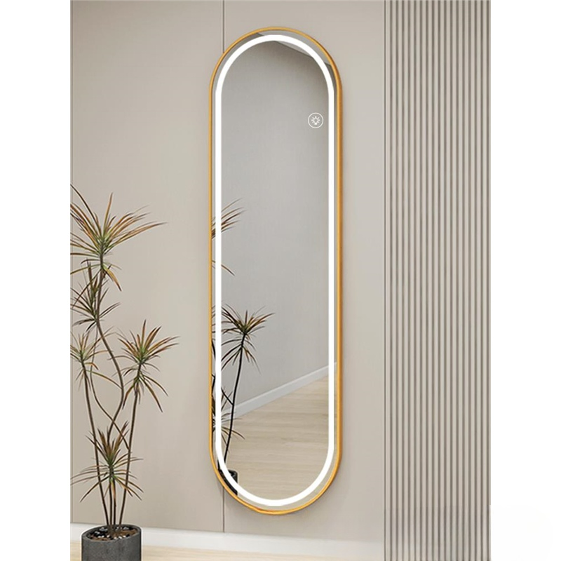 Gold Metal Acrylic Espejo De Bam LED Mirror/Miroir LED Bluetooth /Light Mirror/ Full Body Mirror with Dimmable Lights for Home Decor Craft