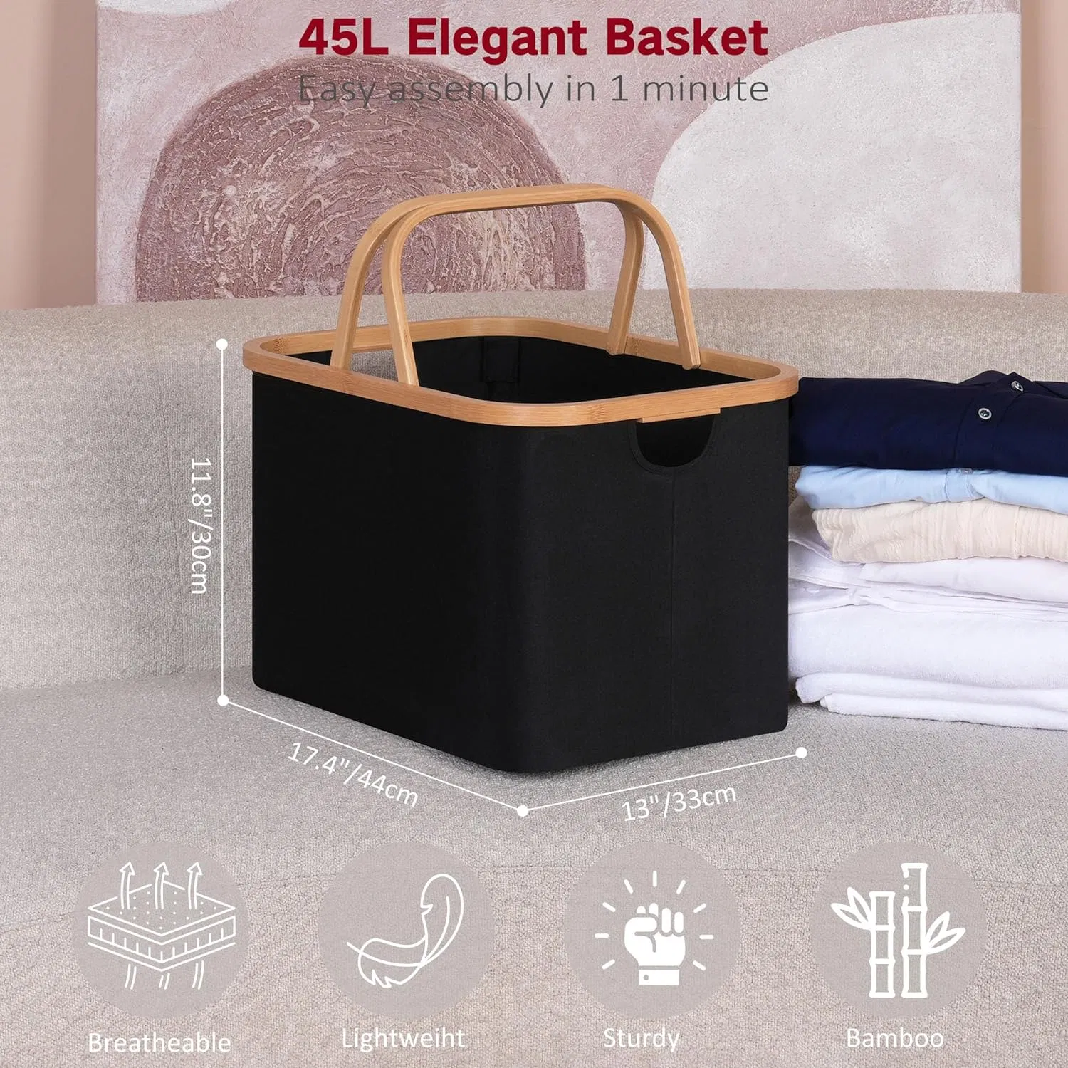 Bamboo Household Simple Laundry Room Dirty Clothes and Miscellaneous Storage Basket