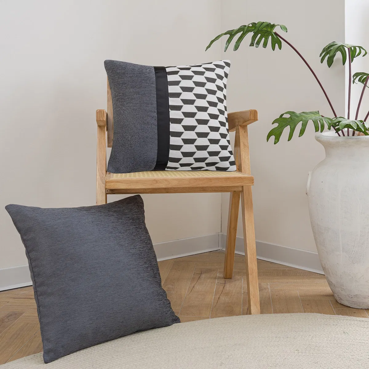 Chenille Throw Pillow Covers 18X18, Decorative Square Solid Pillow Cushion Covers Living Room