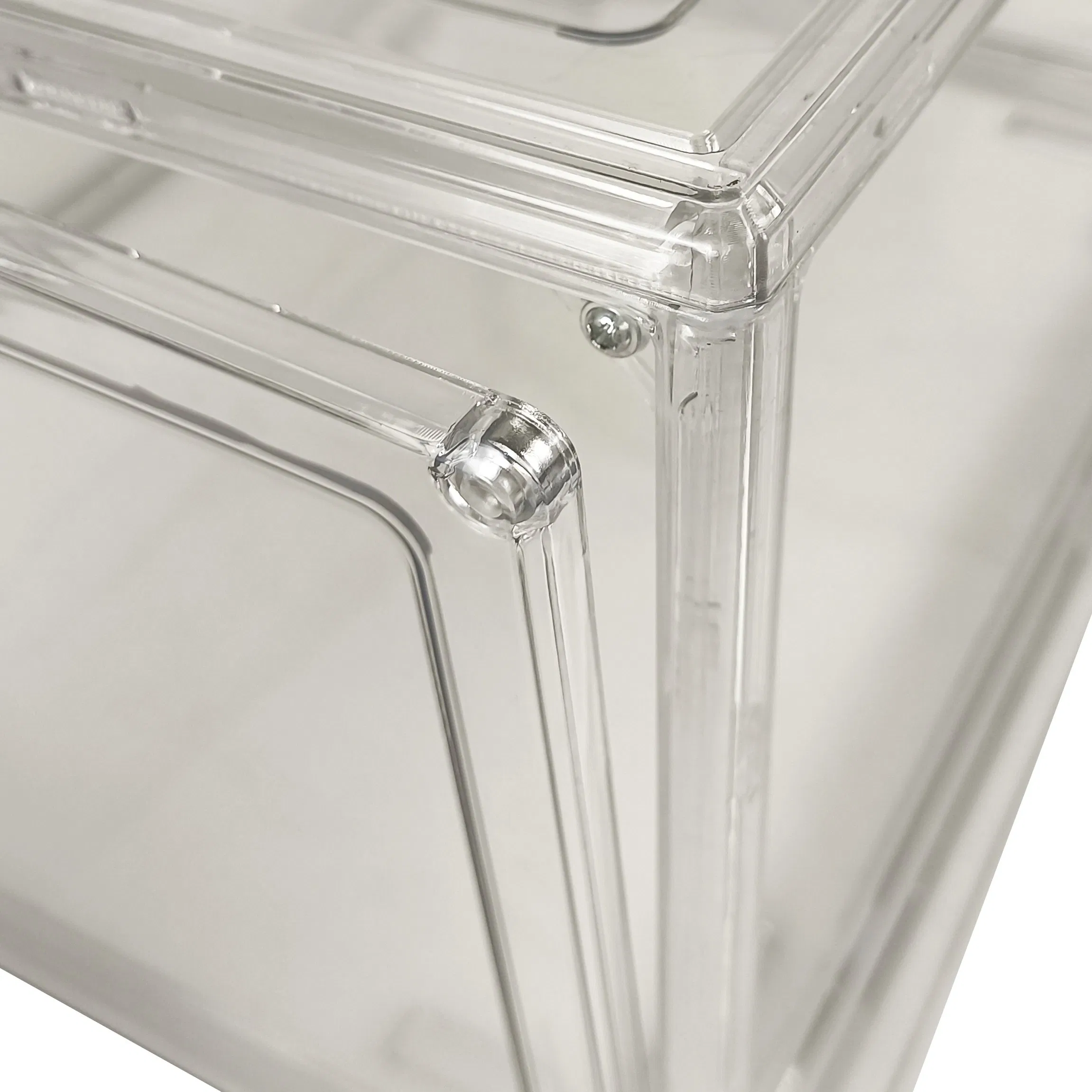 Custom Logo Clear Acrylic Magnetic Shoe Box Foldable Transparent Drop Front Stackable Sneaker Organizer