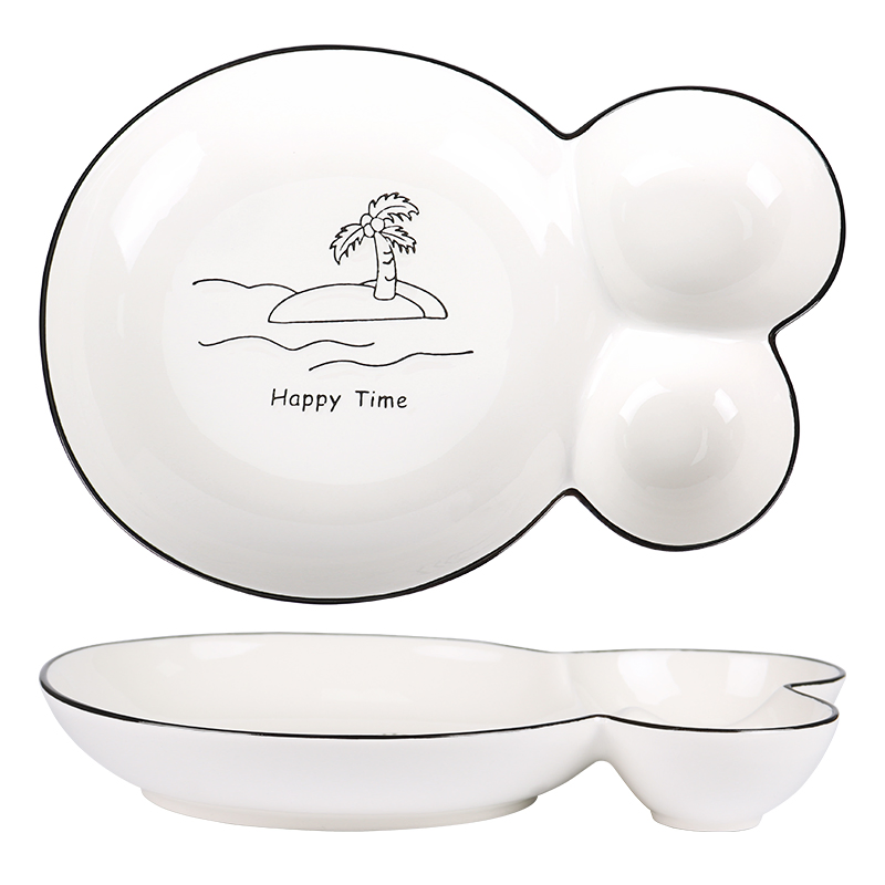 Appetizer Fruit Dish Ceramic Serving Tray Kids Dinner Divided Plate