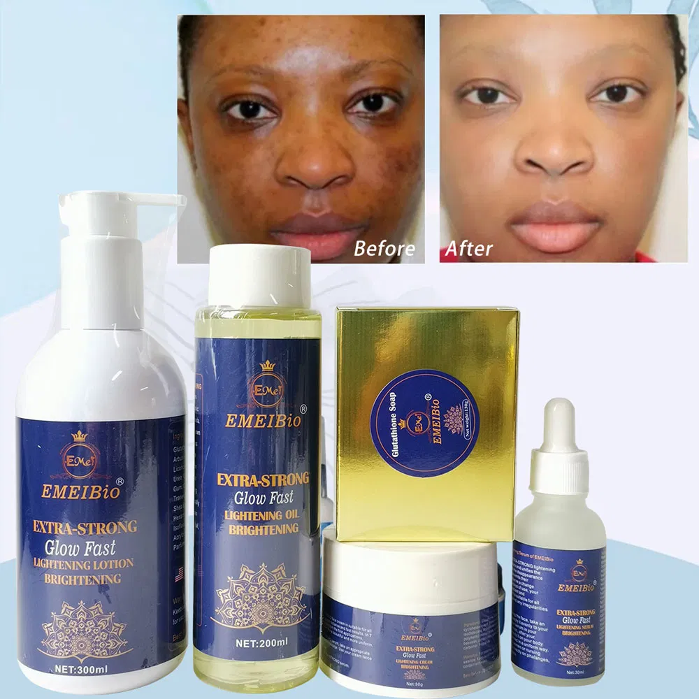 OEM Whitening Skin Care Set Double-Glutathione Oil Vitamin C Serum Dark Spot Face Cream Black Skin Soap Skincare Set