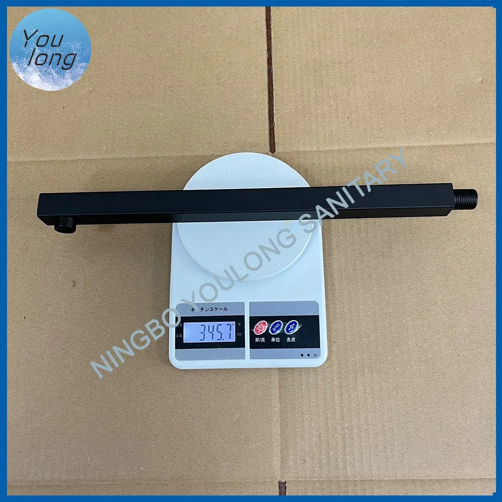 Wall Mount Square Black Shower Arm with Flange Extension Bathroom Shower Arm