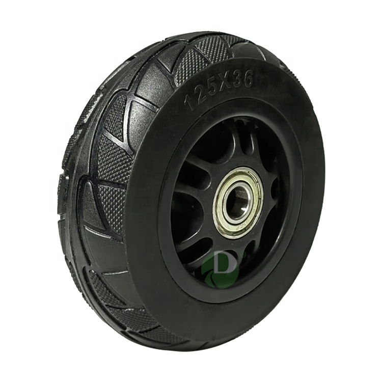 5-Inch Medium-Duty Solid Rubber Casters, Non-Slip and Wear-Resistant Rubber Wheels, Suitable for Shopping Carts, Trolleys, Toolboxes, etc.