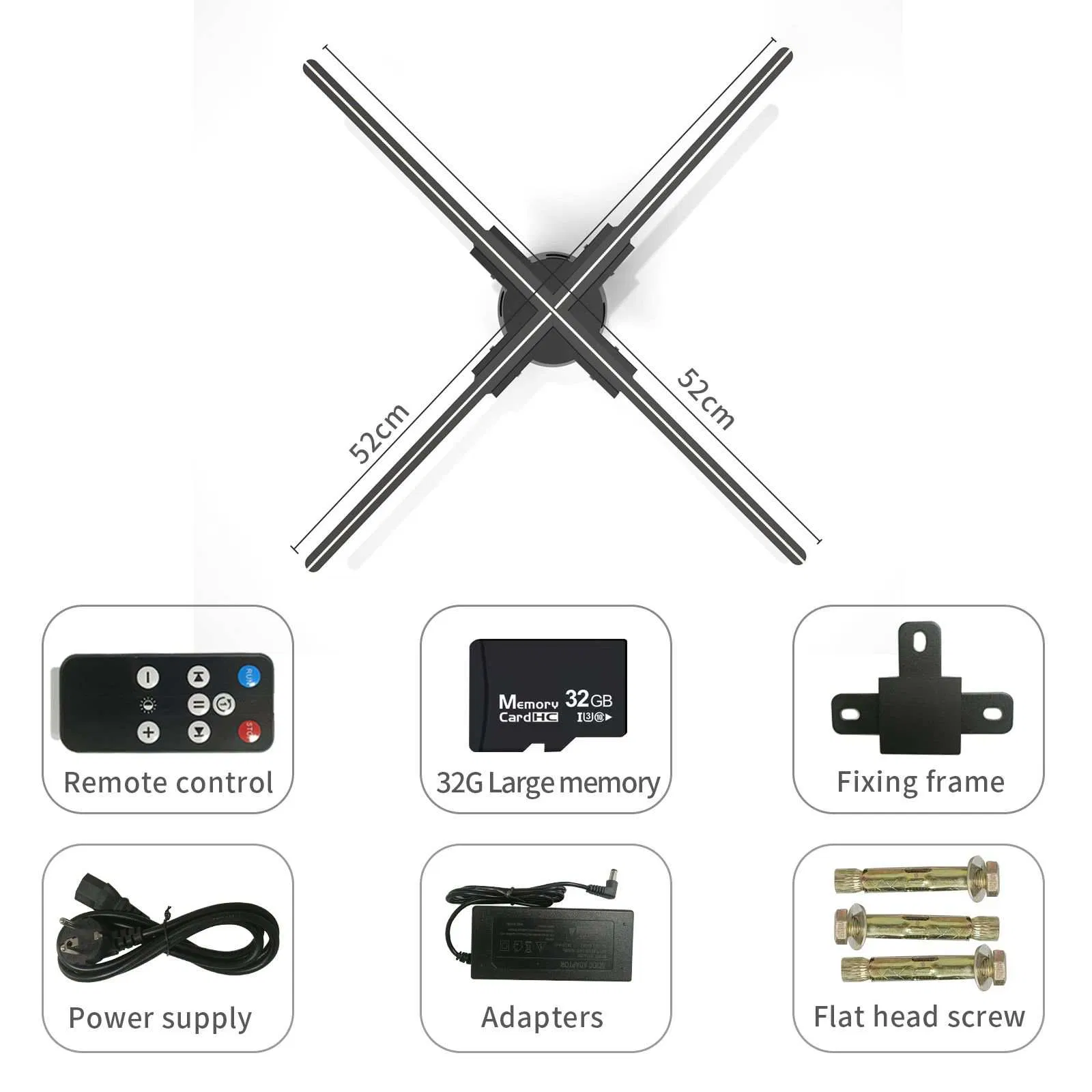 3D Holographic Naked Eyes 3D Fan with WiFi APP Control