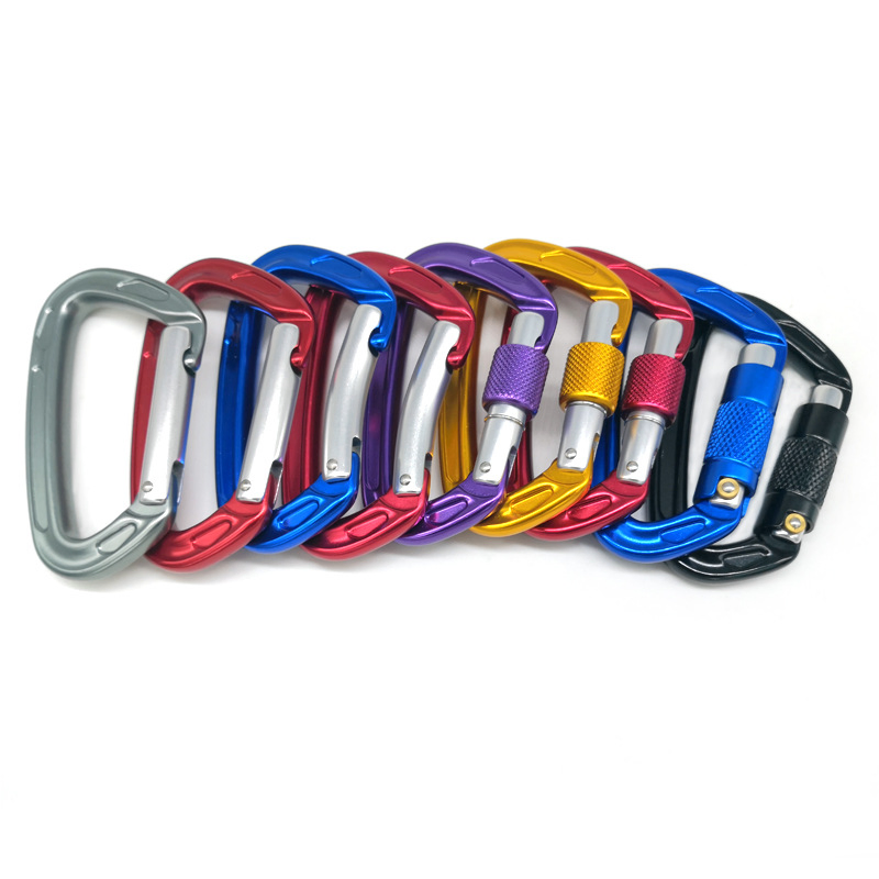 25kN Aviation Aluminum Alloy D-Shaped Mountaineering Carabiner Outdoor Mountaineering Automatic Buckle Rock Climbing Quick Hanging Hand Lock