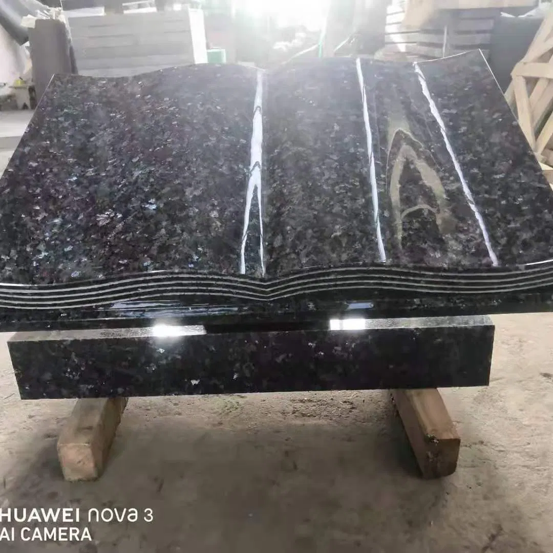 Pearl Blue Granite Book Shape Monuments Headstone Memorial USA UK