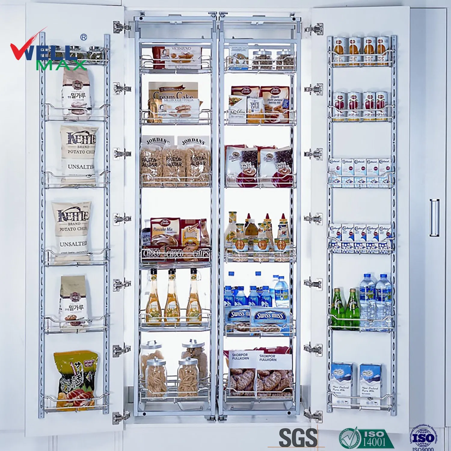 Wellmax Accessories Storage Larder Kitchen Pantry Unit Baskets Shelf Cabinet Organizer