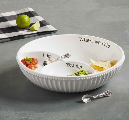 Elegant Silver-Plate Spoon and Double DIP Bowl Set