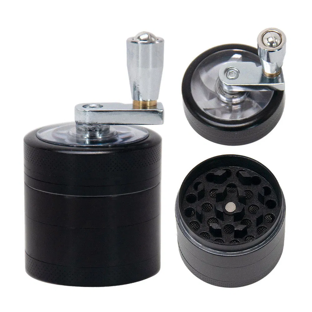 Hot Selling Window Style Top Selling Premium 4 Layers Hand Rolling Crank Tobacco Herb Grinder