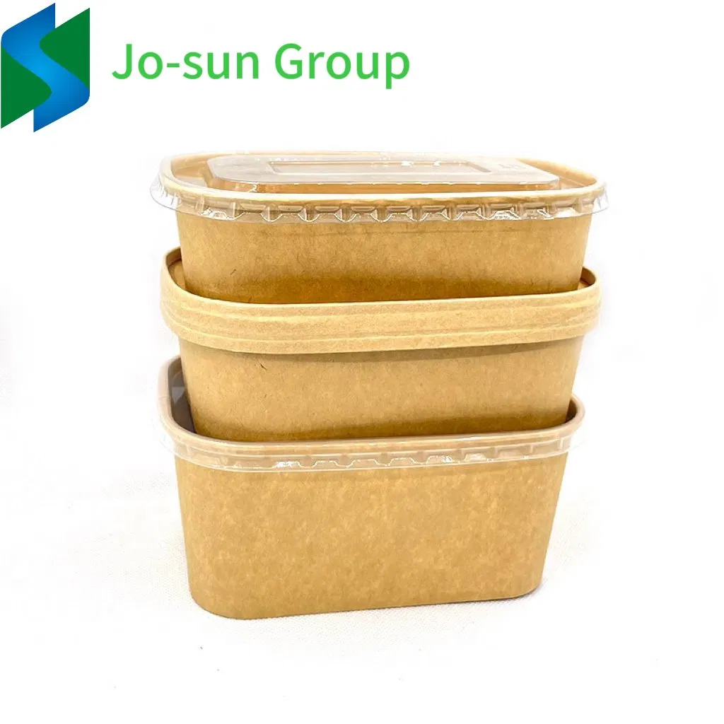 Eco-Friendly Microwave Heating Lunch Box Disposable Lunch Box Kraft Paper Rectangular Bowl