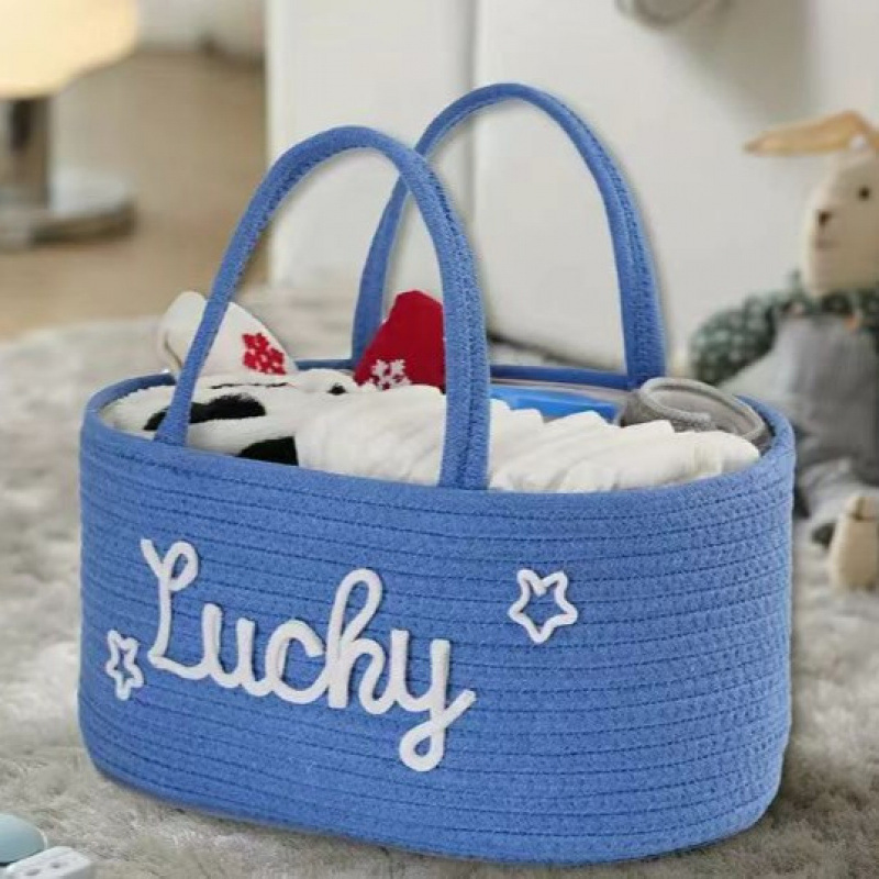 Multi-Functional Cotton Rope Diaper Basket Toy Diaper Caddy Organizer for Baby