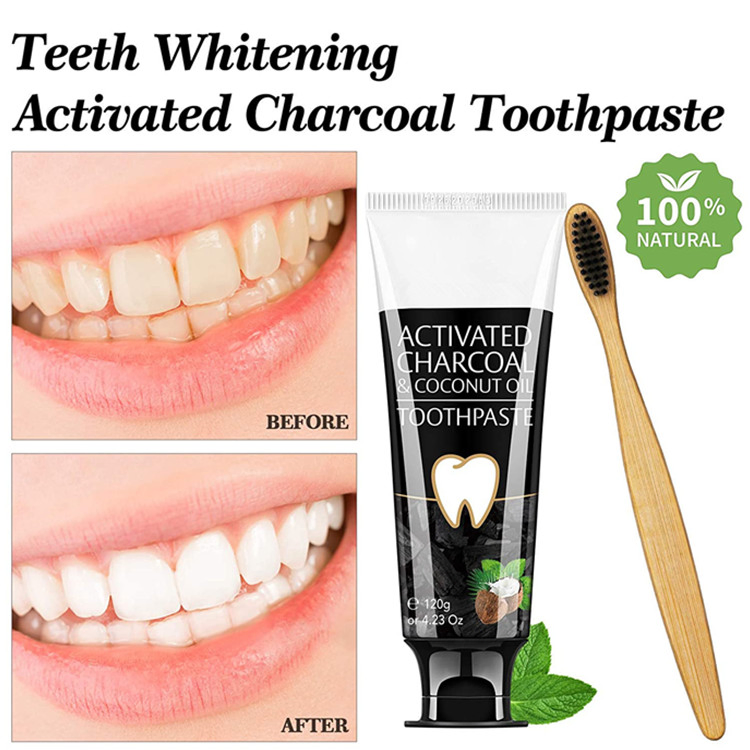 100% Natural Activated Charcoal &amp; Coconut Oil Teeth Whitening Toothpaste
