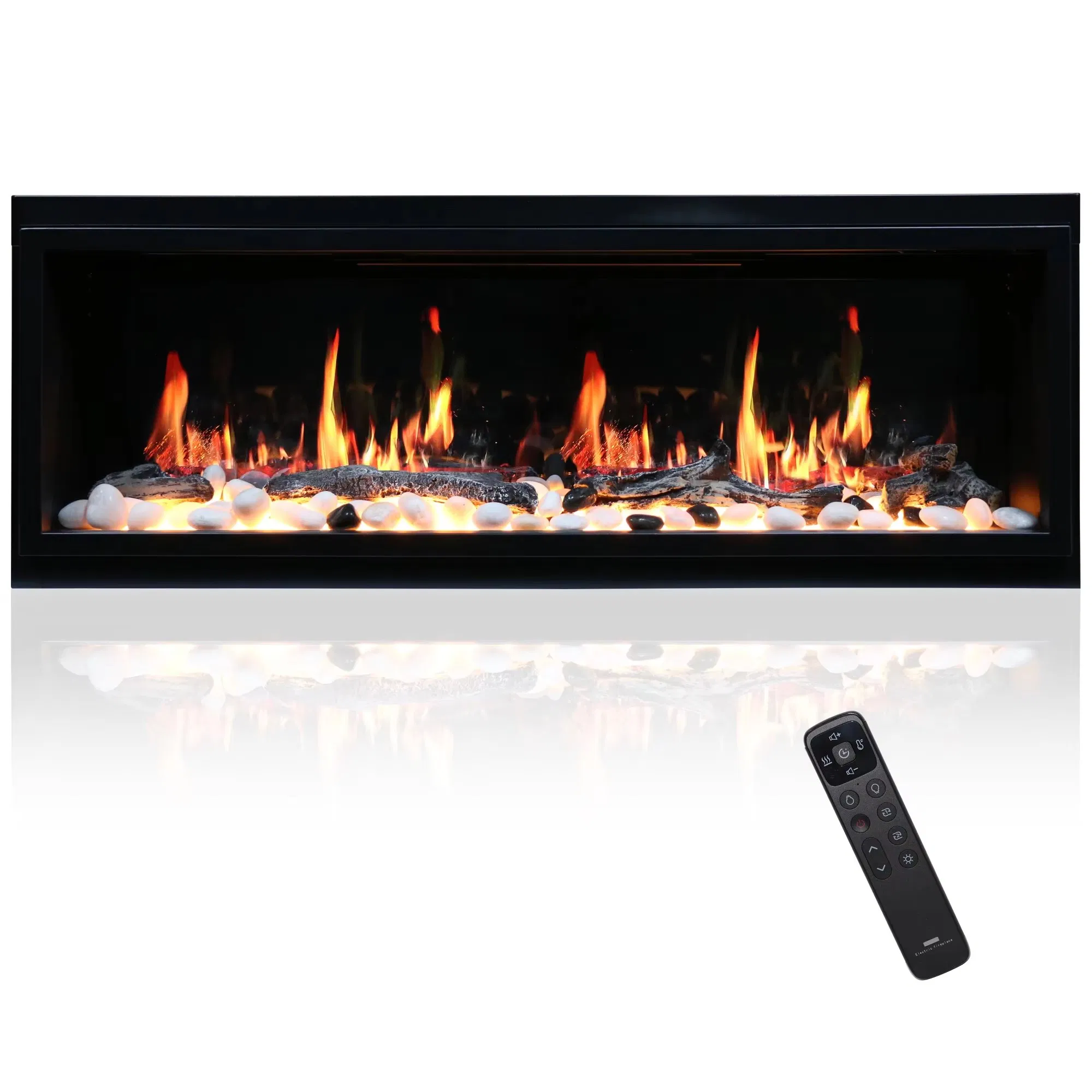 OEM Direct Smart LCD Electric Fireplace with WiFi APP Control, 3D Realistic Flame Effect, Wall Mounted Heater for Modern Living Spaces