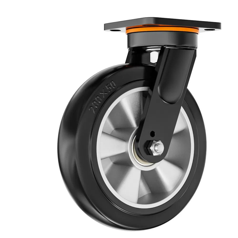 Medium Duty Black 4 5 6 8 Inch Ball Bearing Swivel Brake Furniture Rotating Solid Wheel Trolley Rubber Caster