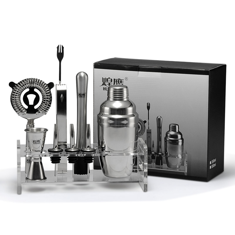 Custom Logo Professional Bar Tools Bartender Kit Bar Accessories Stainless Steel Boston Cocktail Shaker Set for Inver House Svedka Three Olives