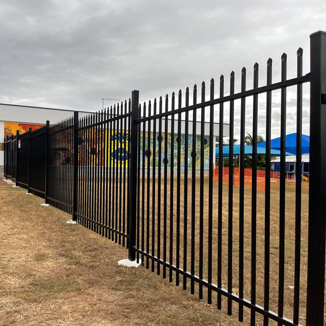 Galvanised Steel Powder Coated Black Crimped Spear Top Security Picket Fence Panel