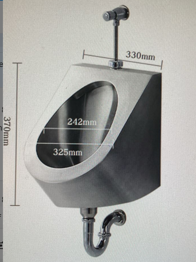 Stainless Steel Men's Wall-Mounted Urinal with Delayed Water Discharge Button