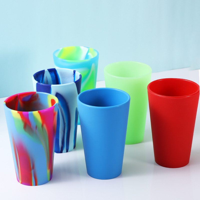 40/50/100/280/350/480/600ml Parties Outdoors and Sports Reusable Unbreakable Durable Shatterproof Cups Blaze Tie-Dye Silicone Pint Glass Cups