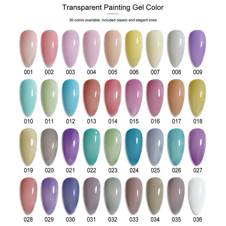 Free Samples Private Label Gel Painting Nail Art Gel Polish OEM Transparent Colors