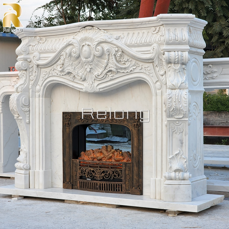 Home Decorative Natural Modern Stone Marble Mantel Fireplace