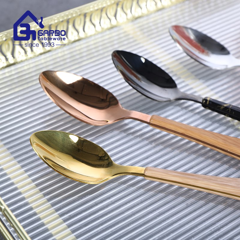 Hot Selling Wood Grain ABS Handle Stainless Steel Cutlery Flatware Dinner Fork