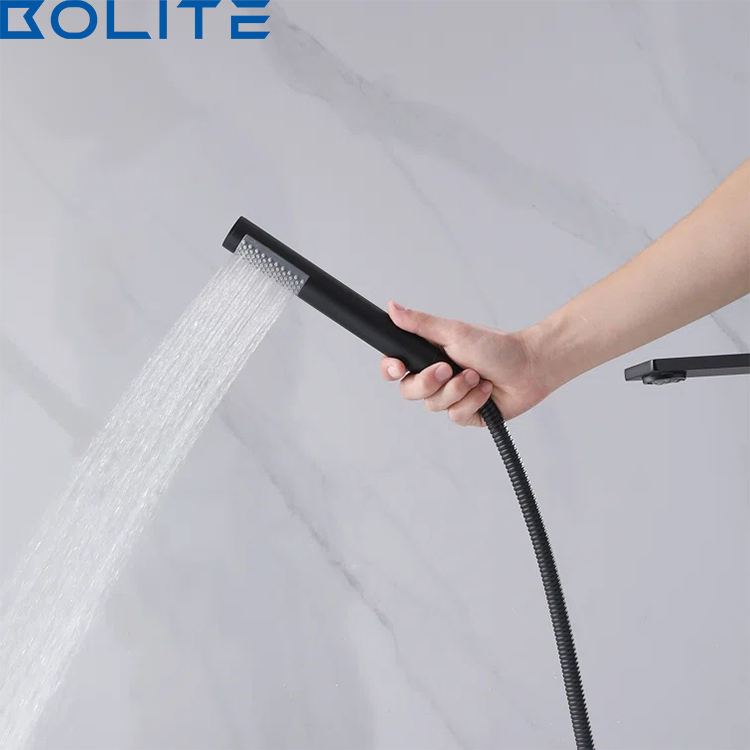 2025 Brushed Black Floor Mounted Brass Sinqle Handle with Manualshower Faucet Independent Bathtub Faucet