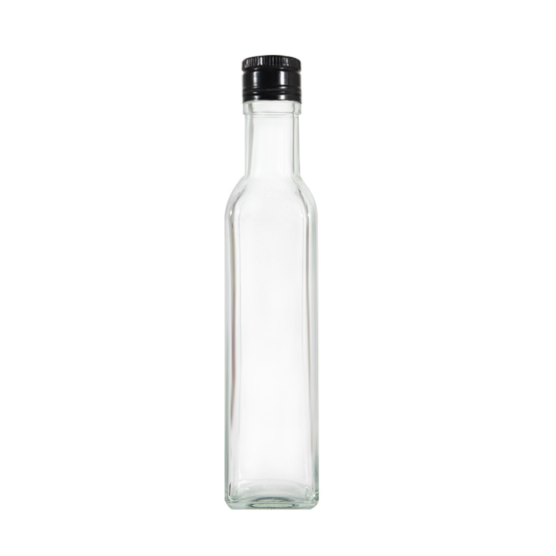 Hot Sale Clear Square China Olive Oil Glass Bottle Manufacturers with Lid