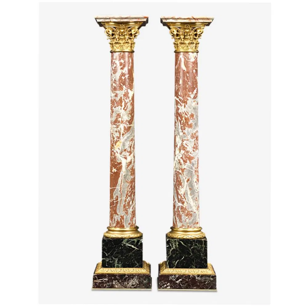 Stone Square Columns with Natural White Marble Cover and Base