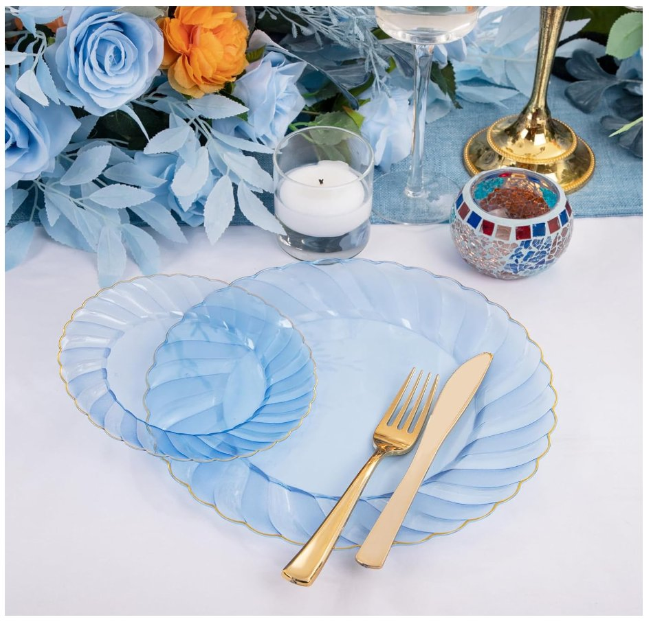 Custom Logo Printing Serving Plastic Party Dinnerware Round Dinner Tableware Wedding Plates Disposable