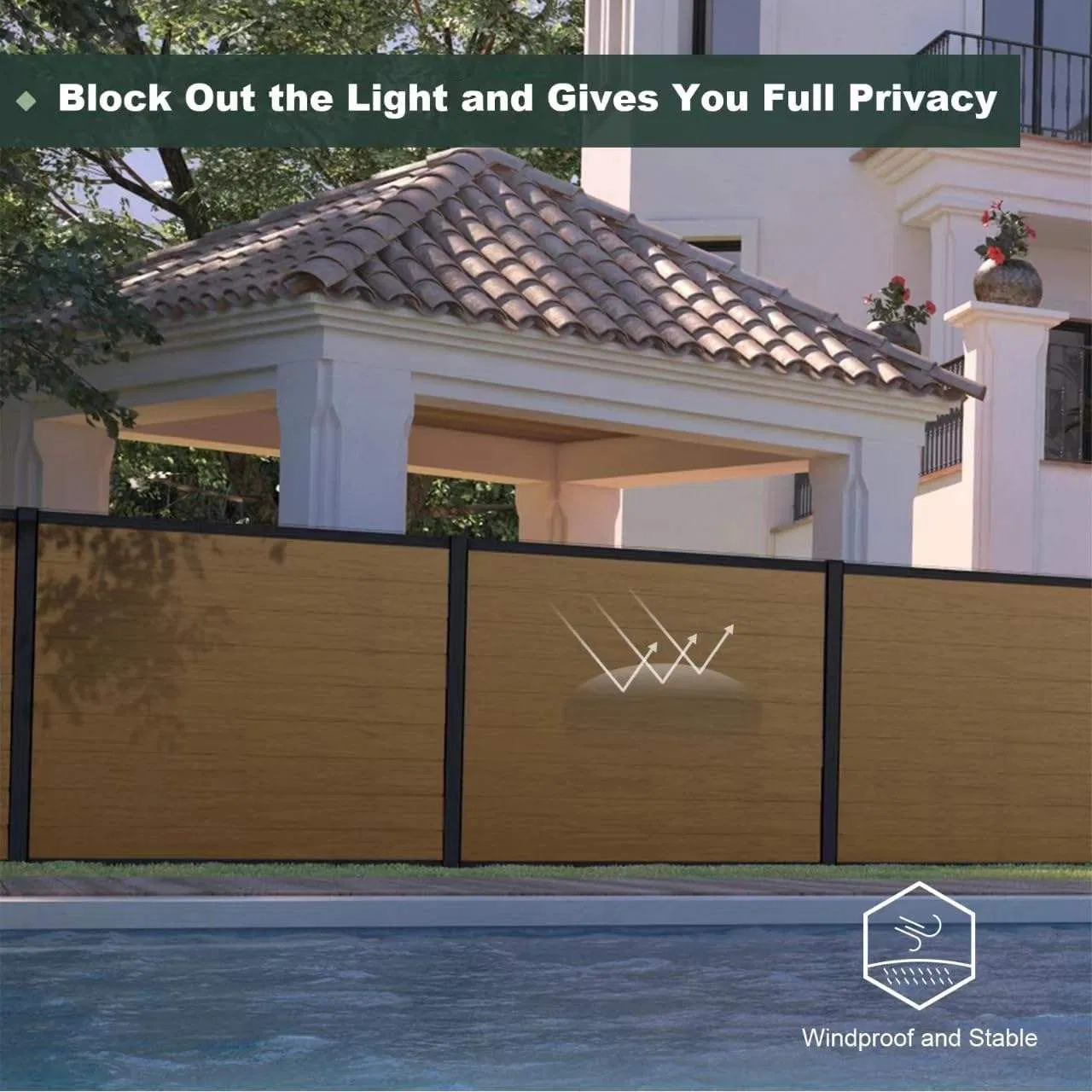 Outdoor Hollow Composite Privacy Exterior Wood Plastic Durable Waterproof UV WPC Fence
