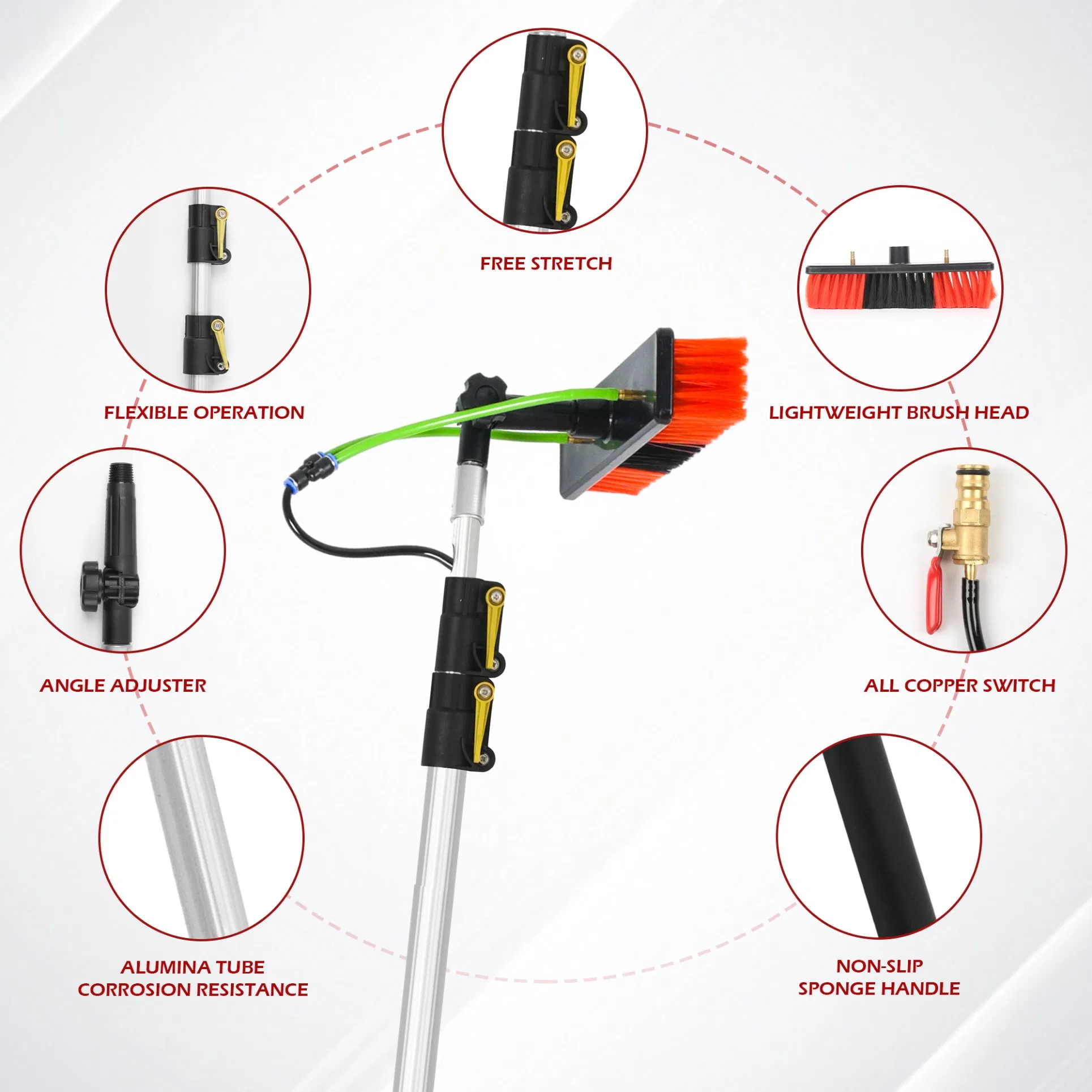Телескопическая щетка с подачей воды для мытья окон