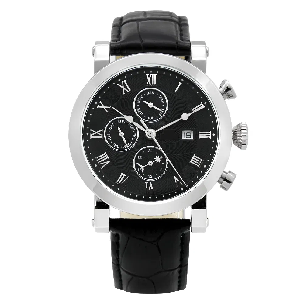 2023 Zs Latest Stainless Steel Watch Case Genuine Leather Wristwatch Men Chronograph Quartz Watches Stainless Steel Watch Men