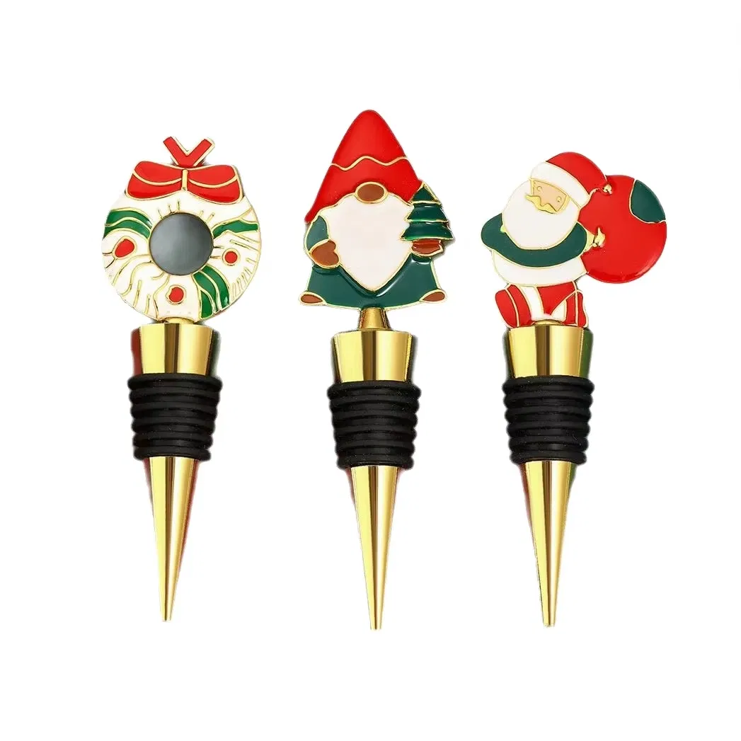 Festive Christmas Wine Stopper Reusable Silicone Seal with Santa Snowman & Deer