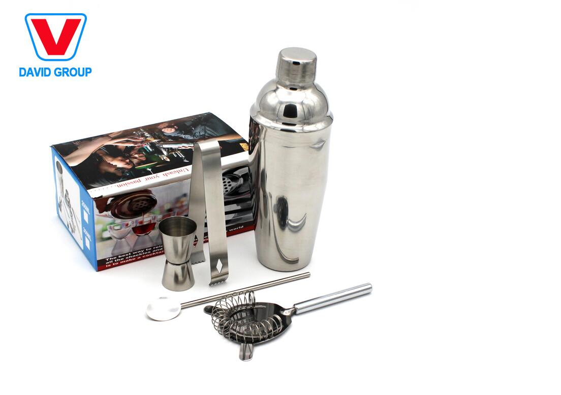 6PCS 700ml Stainless Steel Black Cocktail Shaker Set Shaker