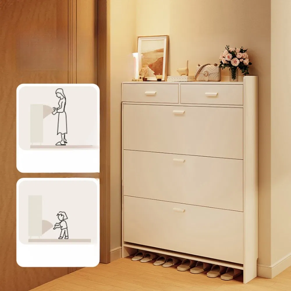 Modern Slim Shoe Rack Multitier Open Design Entryway Shoe Holder Dust Resistant