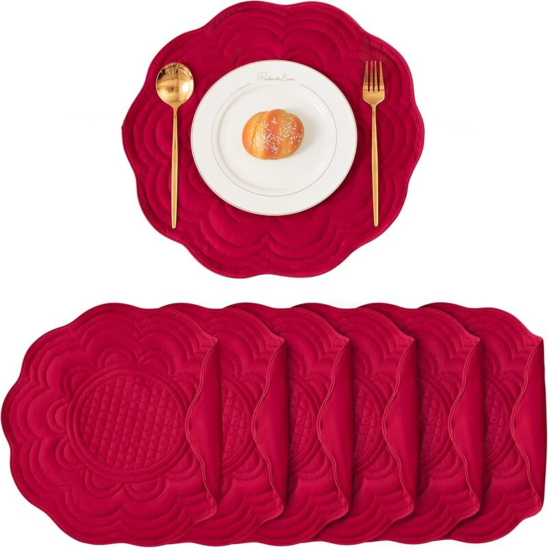 Brighthomey Microfiber Placemat Machine Washable Durable Linen Table Mats Heat Resistant