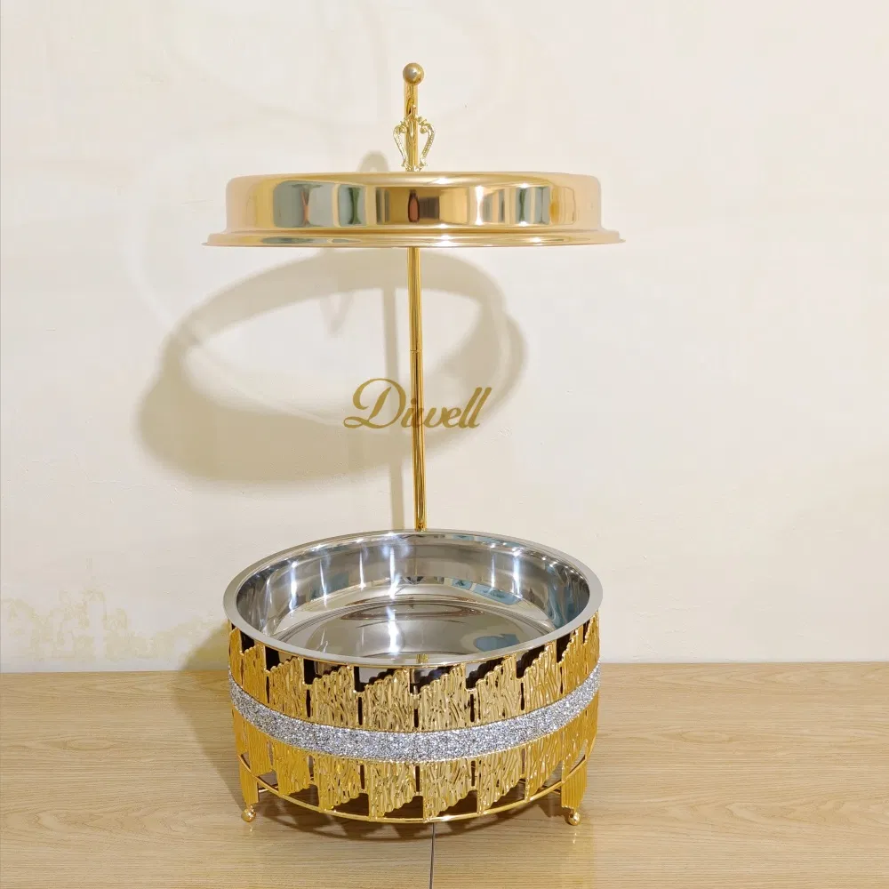 Golden Stainless Steel Catering Buffet Warming Container Set with Food Water Pan Fuel Holder Buffet Set Chafing Dish with Hanging Lid