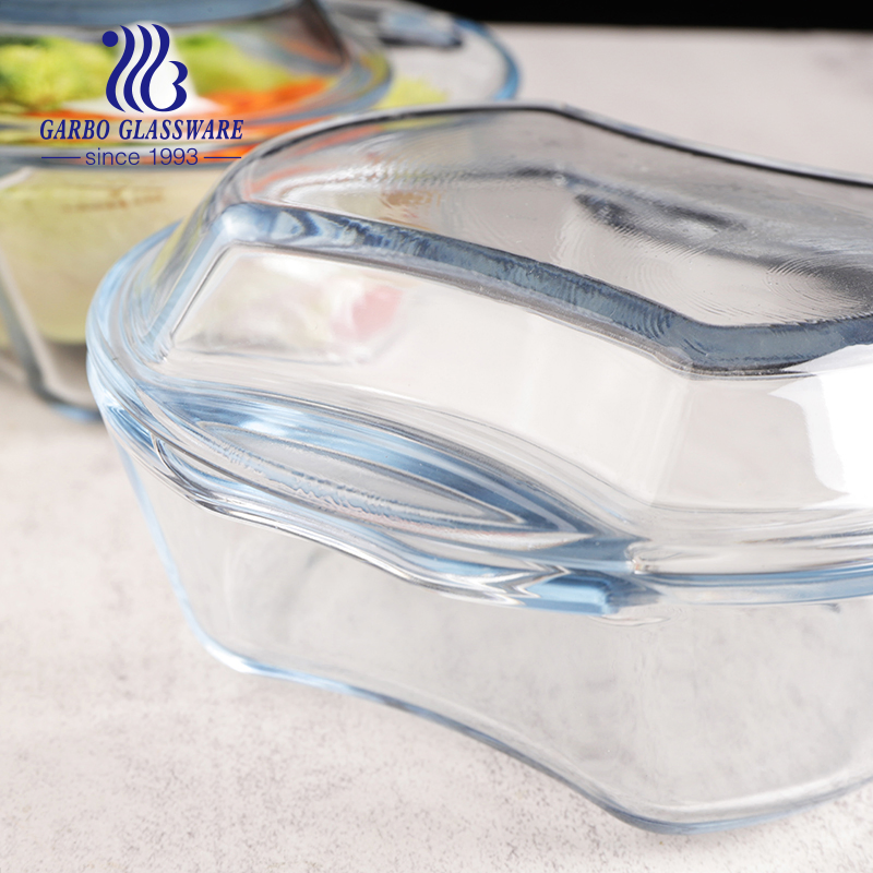 1.2L Microwave Oven Safe Bakeware Heat Resistant Glass Casserole Pot with Lid
