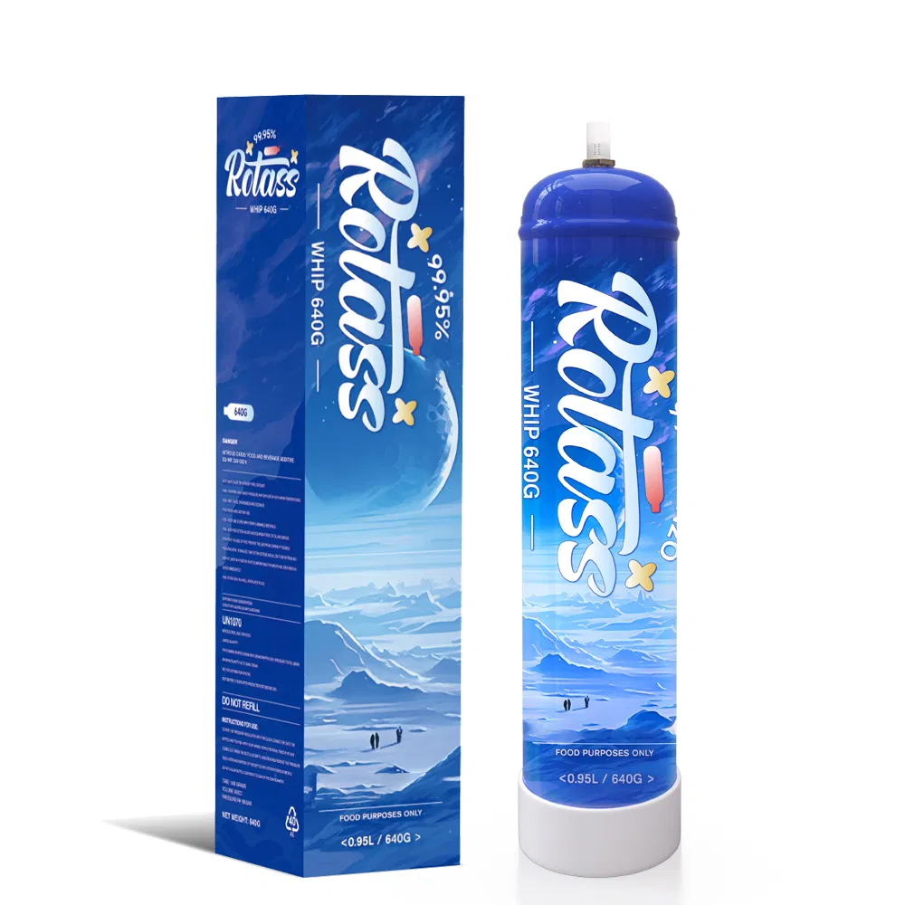 Rotass 580g Kitchen Tools Nitrous Oxide Cylinder 0.95L N2o Filled Gas Canister Whipped Cream Charger for Wholesale Buyers