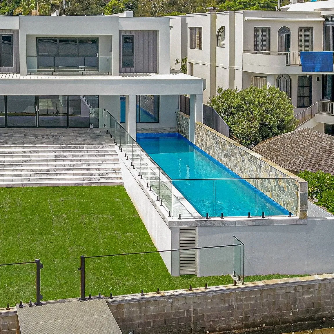 Safety 10mm 12mm Tempered Glass Frameless Outdoor Swimming Pool Stainless Steel Glass Fence