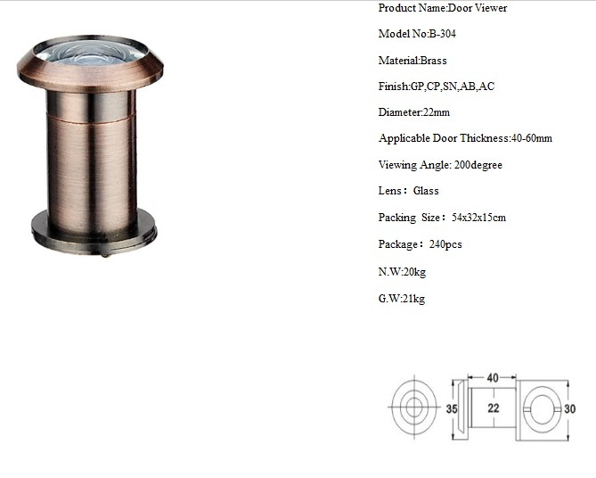 Aluminum/Zinc Alloy Material Door Eye Viewer (MY001)