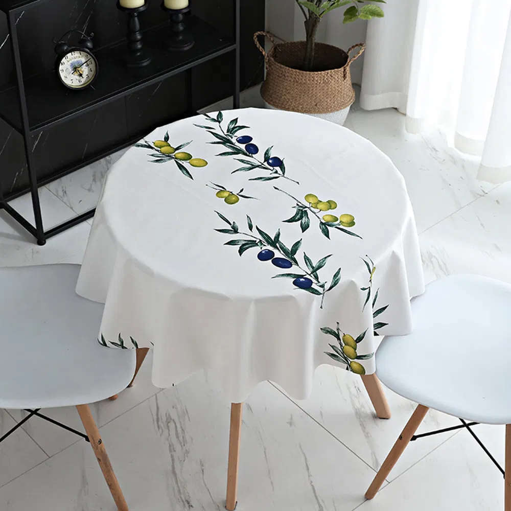 PVC Printed Oil Proof Plastic Tablecloth Round Table Cover